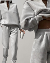 Soft Lounge Set with Quarter-Zip Sweatshirt and Comfortable Pants