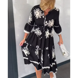 Autumn dress with floral print and elegant fit