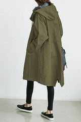 Women's waterproof raincoat with hood - Long and warm