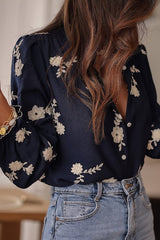 Women's Floral Print Blouse with Wide Sleeves