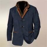 Men's Tailored Wool Blend Jacket with Stand-Up Collar