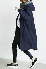Women's waterproof raincoat with hood - Long and warm