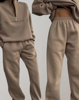 Soft Lounge Set with Quarter-Zip Sweatshirt and Comfortable Pants