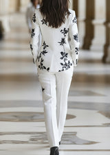 Women’s Floral Pant Suit with Tailored Single-Button Blazer