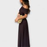 Toledo mesh maxi dress with one shoulder