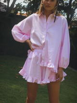 Women's Two-Piece Summer Set with Ruffles, Top and Shorts