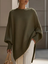 Women's Oversized Tunic Sweater with Dolman Sleeves