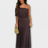 Toledo mesh maxi dress with one shoulder