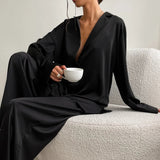 Ultra-Luxe Women’s Silk Wide-Leg Pajama Set-MODAUTLET