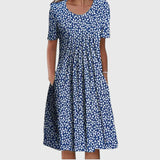 Elegant Stomach-Concealing Floral Midi Dress