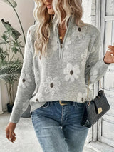 Casual zipper sweater for women