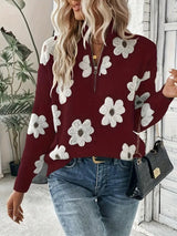 Casual zipper sweater for women