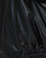 Women's Oversized PU Bomber Jacket - Dark Brown Streetstyle