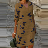 Fall Leaf Print Dress with Flowing Silhouette | Perfect for Fall