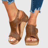 Women's suede orthopedic sandals with a comfortable wedge heel, open toe, and ergonomic insole