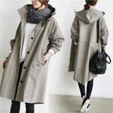 Women's waterproof raincoat with hood - Long and warm