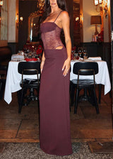 Long Form-Fitting Lace Dress with Lace-Up Straps