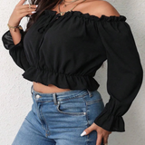 Sleek Black Off-Shoulder Top with Flattering Fit