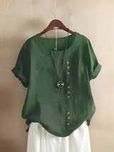 Cotton Loose short-sleeved linen top
