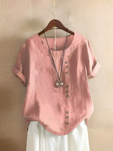 Cotton Loose short-sleeved linen top