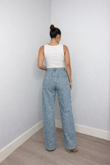 Sequin High-Waisted Straight-Leg Jeans for Women