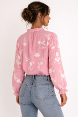 Women's Floral Print Blouse with Wide Sleeves