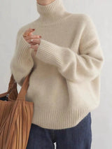 Chic and cozy linen turtleneck sweater for winter
