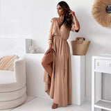 Elegant Dress with V-Neck and Side Split