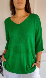 Knitted top with V-neck - Evi