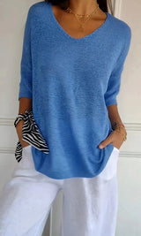 Knitted top with V-neck - Evi