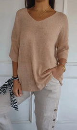 Knitted top with V-neck - Evi