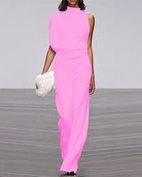 Elegant jumpsuit with high collar