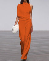 Elegant jumpsuit with high collar