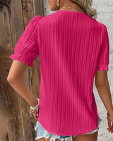 Elegant lace ladies' blouse with V-neck - Fleur