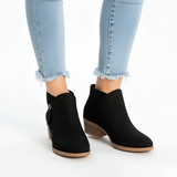 Women’s Ankle Boots Block Heel Side Zip Casual Footwear