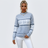 Women’s Fair Isle Knit Sweater Mock Neck Long Sleeve Winter Pullover