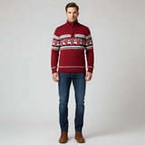 Men’s Fair Isle Wool Blend Half Zip Knit Sweater