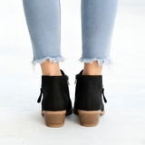 Women’s Ankle Boots Block Heel Side Zip Casual Footwear