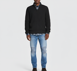 Men’s Quarter Zip Ribbed Knit Sweater Regular Fit Casual Pullover