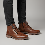 Men’s Leather Lace-Up Ankle Boots Rugged Sole Casual Everyday Footwear