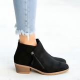 Women’s Ankle Boots Block Heel Side Zip Casual Footwear