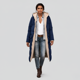 Women’s Long Quilted Winter Coat Hooded Insulated Faux Fur Lined Padded Jacket