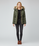Women’s Padded Winter Jacket Hooded Faux Fur Trim Insulated Quilted Coat
