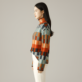 Women’s Turtleneck Knit Sweater Geometric Pattern Long Sleeve Pullover