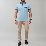 Men’s Short Sleeve Polo Shirt Cotton Blend Button Placket Casual Fit