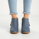 Women’s Ankle Boots Block Heel Side Zip Casual Footwear
