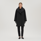 Women’s Wool Blend Midi Coat Shawl Collar Elegant Winter Outerwear
