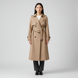 Women’s Classic Trench Coat Belted Double Breasted Cotton Blend Long Coat