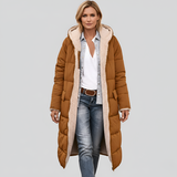 Women’s Long Quilted Winter Coat Hooded Insulated Faux Fur Lined Padded Jacket