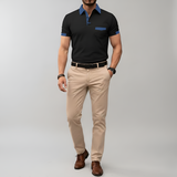 Men’s Short Sleeve Polo Shirt Cotton Blend Button Placket Casual Fit